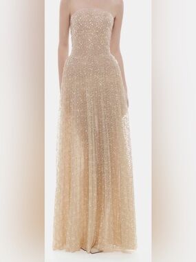 MONTSAND CHAMPAGNE BEADED EVENING DRESS